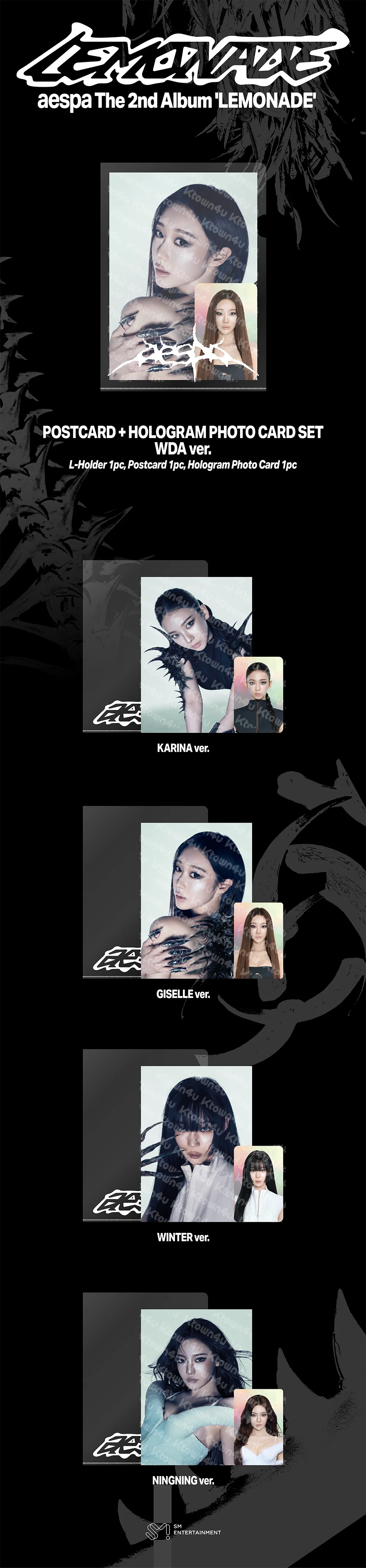 [aespa MAKE IT LEMONADE] POSTCARD + HOLOGRAM PHOTO CARD SET WDA VER - Image 2